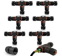 6 Pièces Boîte de Jonction IP68 Connecteur Étanche Forme de T Connecteur Électrique Étanches Boîte de Dérivation Extérieur Connecteur Câbles 3 Voies Ø 3-12 mm