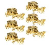6 Pièces Boîte de Mariage Carrosse Royal Or en Plastique