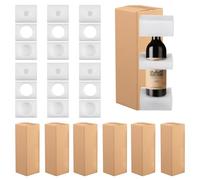 6 Pièces Boîtes en carton ondulé pour expédition de bouteilles Boîtes d'emballage avec coton perlé pour Bouteilles de vin Emballage d'expédition d'une seule bouteille de vin 12x12x36cm