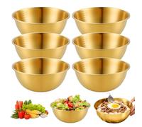 6 Pièces Bol Inox, Bols à Mélanger avec Balance, Saladier Cul de Poule Inox, 1,2L, Ø 19,5 cm, Saladier inox, Bol Cuisine, Bol à épices, Lave-Vaisselle, Empilables, pour Céréales,Trempette, Suppe, or