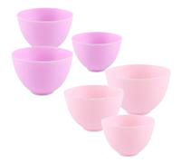 6 Pièces Bol pour Masque Facial en Silicone Réutilisable | Usage DIY Beauté, sans Odeur, Couleurs Pourpre et Rose, Lot de Six, pour Cheveux