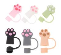 6 Pièces Bouchons de Paille de Griffe de Chat, Silicone 10mm, Lot | Embouts Réutilisables, Installation Facile et Nettoyage Simple, Compatibles Pailles de 10mm
