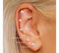 6 pièces Boucles d'oreilles à trois fleurs en argent sterling 925 pour femmes, boucles d'oreilles romantiques à gouttes plaqué or 18 carats, convient pour les fêtes, les cadeaux de mère, bijoux fins p
