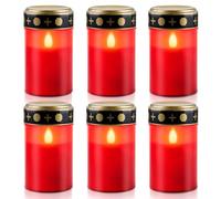 6 Pièces Bougie LED Cimetière, Lumière Funéraire, Bougies Étanches, Lanterne Électrique, Lampe à Piles (Non Incluses)