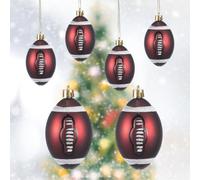 6 Pièces Boules de Noël à Suspendre 6cm en Plastique, Style Rugby