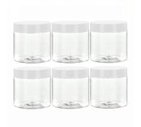 6 pièces Bouteilles de stockage en plastique de 7 cm de diamètre avec couvercles blancs, pots de peinture, contenants de crème et masque, bouteilles de crème pour les yeux et le visage, bouteilles tra