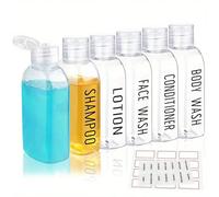 6 pièces Bouteilles de voyage étanches de 3.4oz, contenants rechargeables en plastique transparent avec bouchon à rabat pour shampoing, après-shampoing, gel douche et autres articles de toilette, acce