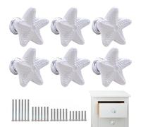 6 Pièces Bouton de Meuble en Céramique en Forme de Étoile - Boutons de Portes pour Placards - Poignée De Meuble Cuisine avec 4 Tailles de Vis, Blanc