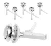 6 Pièces Bouton de Réservoir de Toilettes Argenté en Plastique | Compatibilité Trou 38mm, Structure Simple, Surface Lisse Brillante, pour Réparation Rapide et Entretien