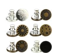 6 Pièces Bouton de Taille, Alliage Métal, sans Couture | Ceintures et Pantalons Lâches, Ajustement Après Repas ou Variation, Finition Lisse et Brillante