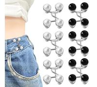 6 Piecès Bouton Jean Clipsable Ajustable, Boutons de Pantalon Ajustable, Serre Taille pour Jean, Pearl Jean Épingles, Boucle de Taille Réglable sans Clous, Pas de Couture Nécessaire (Noir, Blanc)