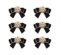 6 Pièces Bouton Nœud Métallique Vintage pour Pull et Gilet, Noir