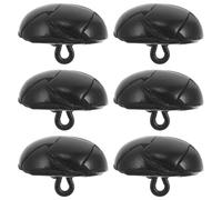 6 Pièces Bouton Rond Vintage en Cuir Pu Noir 20mm pour Couture