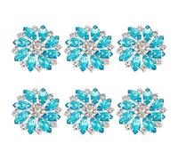 6 pièces boutons à tige en laiton strass fleur 26MM boutons à coudre en cristal rouge avec 1 trou et dos plat, boutons de flocon de neige en strass à griffes de mode(Cyan)