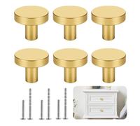 6 Pièces Boutons de Tiroir Boutons de Porte Boutons Armoire Ronds Laiton Rond Monotrou Poignée Poignees de Porte de Cuisine pour Décor,avec Vis Assorties pour Commode,Armoire,Meuble,Placard (Or)