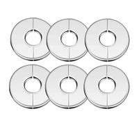 6 Pièces Bride Fendue Murale, Plaque De Couverture De Bouche De Tuyau De Douche De Robinet, Plaque De Rosace Auto-adhésive Ronde En Acier Inoxydable, For Trous Muraux De Tuyau Décoratifs(3.5cm)