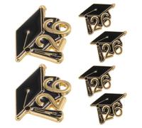 6 Pièces Broche à Chapeau de Remise de Diplôme 2026 en Alliage | Finition Brillante, Style Casquette Classique, Fixation Facile, pour Décor de Cérémonie et Dernier Jour Scolaire