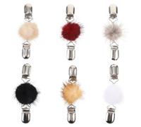 6 Pièces Broche Châle Pompon Fourrure en Métal, Pince Vêtement