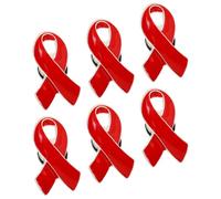 6 Pièces Broche Épingle à Ruban Rouge de Sensibilisation | Insigne Décoratif à Haute Visibilité, Facile à Porter et Retirer, pour Chapeaux, Badges, Écoles et Mémoriaux