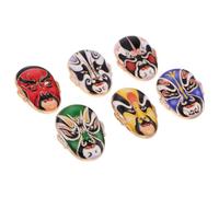 6 Pièces Broche Opéra de Pékin en Alliage, Motif Visage Coloré | Style Traditionnel Vintage, pour Hanfu et Robes, Accessoire de Festival, Pièce de Collection