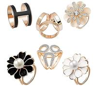 6 Pièces Broches Clip Foulard, Pince à Foulard en Métal Avec Anneau en Tissu, Anneau Foulard Trois Anneaux Boucle, Pinces à Echarpe Boucle pour Robes de Mariée, Sacs, Vêtements, Chapeaux, Foulards