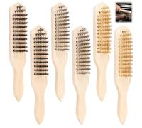 6 Pièces Brosse en Métal avec Manche en Bois, Brosse Métallique Manuelle | Brosse Métallique avec Manche en Bois, avec Manche en Bois, pour éliminer La Rouille, Les Taches et Les Résidus de Soudure