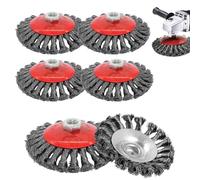 6 Pièces Brosse Métallique Meuleuse, Ø125mm Brosse Cône Angle Grinder M14 Brosses Metal en Acier de Ponçage Rou pour Perceuse Meuleuse D'angle Dérouillage Polissage Corrosion