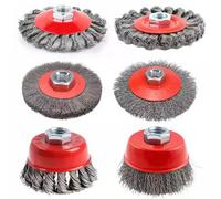 6 Pièces Brosse Metallique pour Meuleuse, M14 Brosse Métallique pour Perceuse, Brosse Métallique Meuleuse, Brosse Meuleuse, Brosse Conique pour Meuleuse D'angle pour Dérouillage Polissage