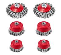 6 pièces Brosse Metallique pour Perceuse, Brosse Metallique pour Meuleuse, Brosses Antirouille de 75 mm et 100 mm de Diamètre, pour Brosse Métallique Meuleuse, Enlèvement de Peinture de Rouille