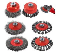 6 Pièces Brosse Métallique pour Perceuse Meuleuse D'angle, Brosse à Ffil Fileté pour Meuleuse D'angle avec Filetage M14, Convient pour le Meulage, l'ébavurage et la Rouille