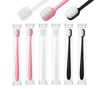 6 Pièces Brosses à Dents Extra Douces 20000 Poils Micro Nano, Brosse a Dent Souple Gencive Sensible pour Gencives Sensibles, Brosse à Dent Extra Souple pour Adultes et Enfants (Blanc, Noir, Rose)