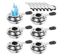 6 Pièces Brûleur À Fondue, Brûleur d'alcool, Réchaud à Alcool en Acier Inoxydable, Poêle à Alcool Portable avec Poignée Anti-Brûlure, Réchaud à Fondue pour la Maison,Le Camping, Le Pique-Nique