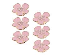 6 Pièces Cache Boutons de Manchette Floraux Roses en Alliage de Zinc | Pétales en Relief 3d, Maintien Stable, Tissu Souple, Adaptés aux Poignets Français Standards, Mariages et Réunions