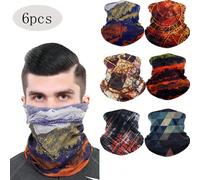 6 pièces Cache-cou unisexe, Masque de moto, Couvre-visage, Tour de cou, Bandeau écharpe, Masque de ski, Cagoule, Écharpe tour de cou, Bandeau large, Foulard de tête, Écharpe, Buff de survie, Convient 