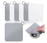 6 Pièces Cache-Siphons en Caoutchouc pour Évier Crépine de Douche Cache-Siphon de Cuisine Tapis Anti-Odeurs Bouchon Désodorisant pour Caves Salles de Bain Cuisines Buanderies (Blanc, Gris)