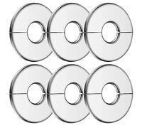6 Pièces Cache Tuyau Radiateur Acier Inoxydable, 34mm Rosace de Robinet Argent, Cache Tuyau Plomberie, Soupape Cache Tuyau, pour Douches, Tuyaux, Robinets, Radiateurs, Conduites d'eau