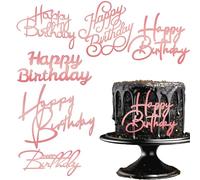 6 Pièces Cake Topper Happy Birthday Décoration Gateau Anniversaire Miroir Acrylique Joyeux Decoration Latérale Insert de Gâteau pour Fête Cake Topper Anniversaire