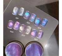 6 PIÈCES/Capacité 12ML Cadeau de la Saint-Valentin 2025 Nouvelles Couleurs d'été Bleu aurore transparente d'Islande Larmes scintillantes d'œil de chat bleu rêveur Léger violet transparent Blanc porcel
