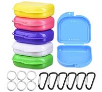 6 Pièces Cas de Retenue Cas de Conteneur de Protège-Dents Boîtes de Rangement pour Prothèse Orthodontique Multicolore avec Boucles en Forme de D et Porte-Clés