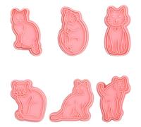 6 Pièces Cat Cookie Cutters Set, 3D Cartoon Cookie Molds Fun Biscuits Mould DIY Baking Tools for Kids Cake Pastry Decoration (Jeu d'emporte-pièces pour chats)