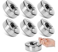 6 Pièces Cendrier en Acier Inoxydable avec Couvercle Ø 10 cm Ashtray Rond De Haute Qualité pour Protéger Contre Les Cendres Volantes pour Jardin Cuisine Accueil Bureaux Hôtels Restaurants