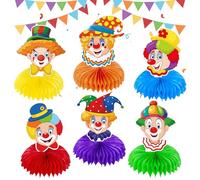 6 Pièces Centre de Table 3D Nid d'abeille Clown, Décoration de Carnaval de Clown, Idéal pour Les Fêtes d'anniversaire d'enfants, Les Carnavals et Les Fêtes sur Le Thème du Cirque