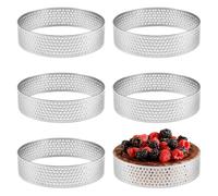 6 Pièces Cercle A Tarte Perforé En Acier Inoxydable, Cercle A Patisserie 8Cm, Hauteur 2 Cm, Cercles Tarte En Forme Moules À Tartelettes Mousse pour Gâteaux En Mousse