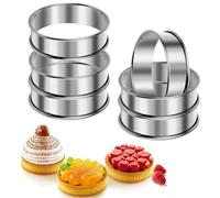6 Pièces Cercle Patisserie, Cercle Tartelette, Rond Moules à Gâteaux, Cercles à Pâtisseries, Moules à Pâtisserie, Cercles à Tarte, Antiadhésifs Cercle a Tartelette pour Muffins Tartes Gâteaux Crumpets