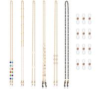 6 Pièces Chaînes de Lunettes avec Anneau en Caoutchouc (Style Elégant)