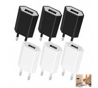 6 Pièces Chargeur USB 5V 1A, Adaptateur Secteur 5W, Mini Bloc Adaptateur Prise EU USB-A Universel, Embout Charge Compatible avec iPhone 8 7 6 Samsung S22 S21 S20 S10 S6 S7 S8 S9 Huawei Xiaomi Oppo LG