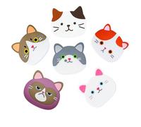 6 Pièces Chat Mignon Coaster en Silicone, STasse de Tapis de Caoutchouc Visages pour Vin, sous-Verres Chat, sous-Verres Décoratifs en Verre, sous-Verres pour Vin, Verres, Tasses à Thé et Boissons