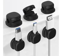 6 Pièces Clips Câble, Organisateur de Cables, Attache Cable Adhesif, Support de Câble Magnétique, Range Cable Bureau pour le Bureau, La Table de Nuit, Le Câble de Charge, HDMI, USB (Noir)
