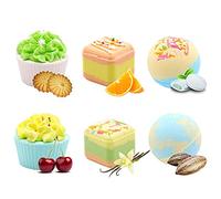 6 pièces Coffret de Bain-Bombes Cupcakes Truffes Boules Sprinkles Spa Bath Fizzies Sel Marin Biologique Bain Moussant Peau Soulager la Pression Parfums Variés pour Femmes Filles Mère