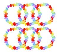 6 Pièces Collier de Fleurs Hawaienne Tropical Collier Hawaien Fleurs Multicolore Guirlande Fleurie Hawaienne Collier Fleur Tahitien Lei Luau Hula pour Decoration Fete Hawaiennes Mariage Deco Plage